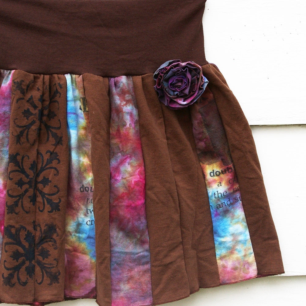 SALE Tshirt Skirt : 'Ring Around the Rosy' w/ Detachable Rose Pin (Blueberry Crush Girl's Size 14 or Ladies' Size Small) , size 5T 6T)