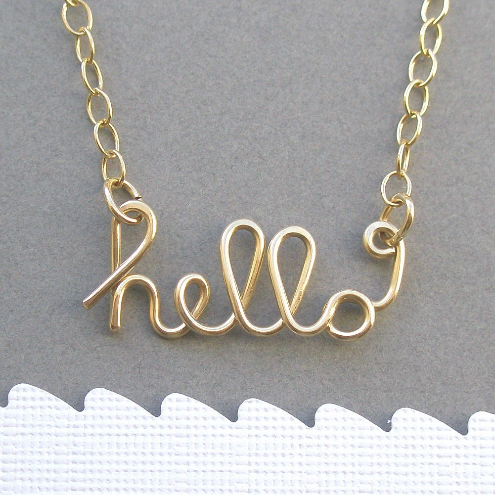 hello necklace (14K gold filled wire)