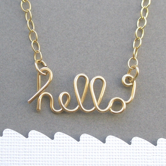hello necklace (14K gold filled wire)