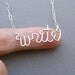 write necklace (sterling silver wire word)