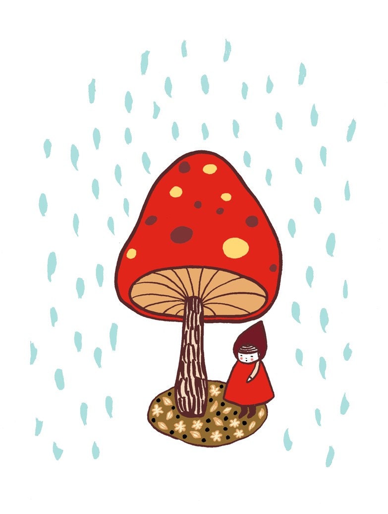 Hiding From the Rain - Art Print