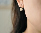 Circlet earrings - antique bronze double disc round earrings - small simple earrings  gift for her
