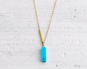 Ultramarine - turquoise bar pendant necklace on gold fill chain - minimal modern jewelry - edor