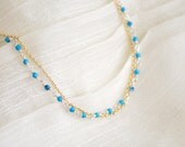 Perle - delicate turquoise beads chain bracelet silver gold - dainty jewelry gift for her