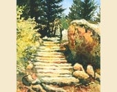 Steps to Blue Lake, Fine Art Print 7x9