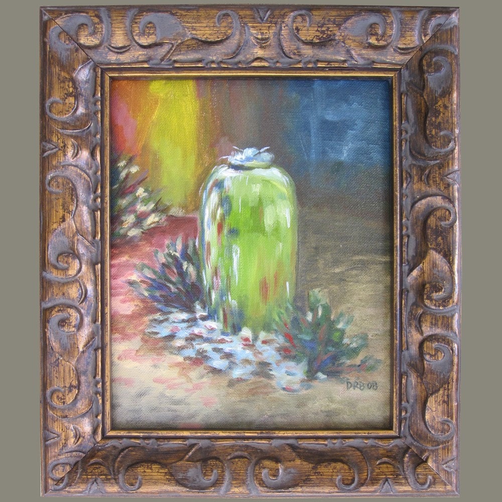 Green Fountain, Original Art 8x10