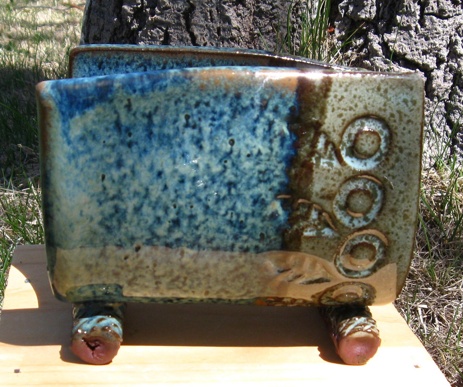 Napkin/Letter Holder - Rutile Blue/Army Green