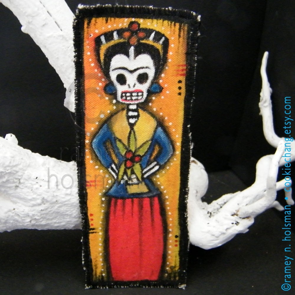 Dead Alive Frida xx iron on art patch xx original painting