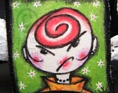 spirally funky do grrl xx IRON ON ART patch xx original painting