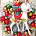 Vintage Elf and Riding a Deer Kitsch Christmas Wreath