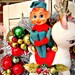 Vintage Elf and Riding a Deer Kitsch Christmas Wreath