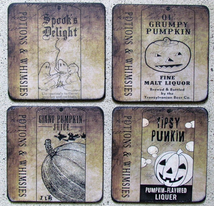 Coaster, (Coasters) Halloween Magic Potion Pumpkin and Jack-O-lantern