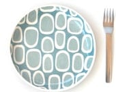 Squircle plate in aqua tones