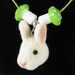 Alice in Wonderland Necklace - White Rabbit Pendant, Needle Felted Necklace