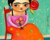 FRIDA Kahlo and CHIHUAHUA dog poster PRINT from original painting by tascha