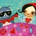 RACCOON makes Valentines with BABUSHKA cute PRINT from original tascha painting