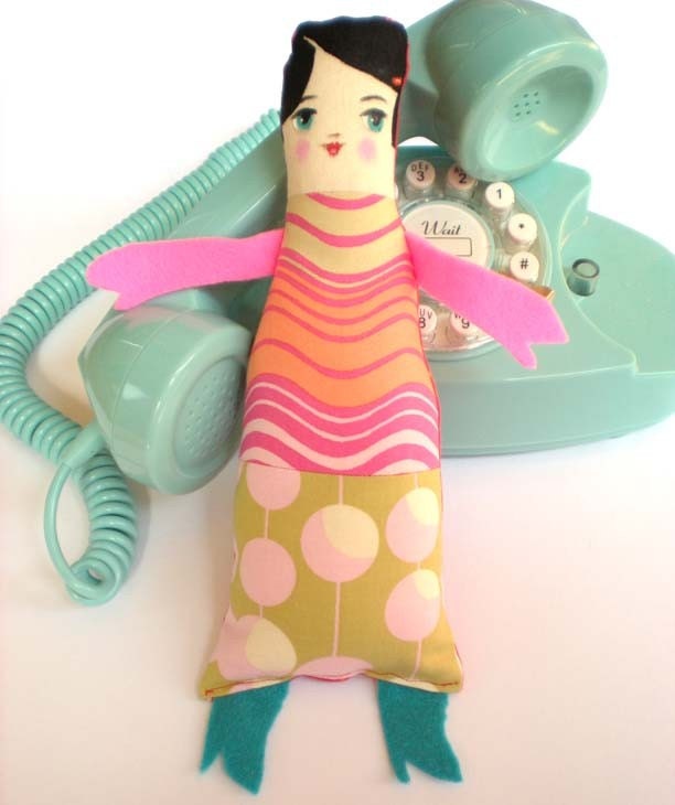 ESTELLE with black hair original hand painted SOFTIE art DOLL