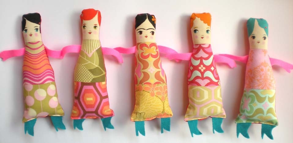 ESTELLE with black hair original hand painted SOFTIE art DOLL