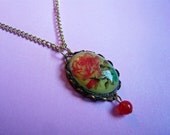 Pink Rose Cameo Necklace