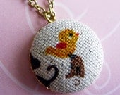 Adorable Yellow Bird Button Necklace