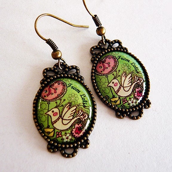 Darling Lime Green Bird Earrings