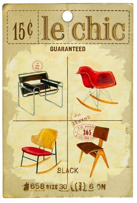 Le Chic- - from the Modern Design Deck series - mid century modern - retro flash card - mad men inspired