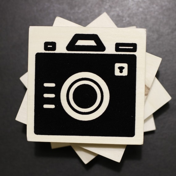 Coaster - Iconic Camera - Wood Block Coasters - Set of Four