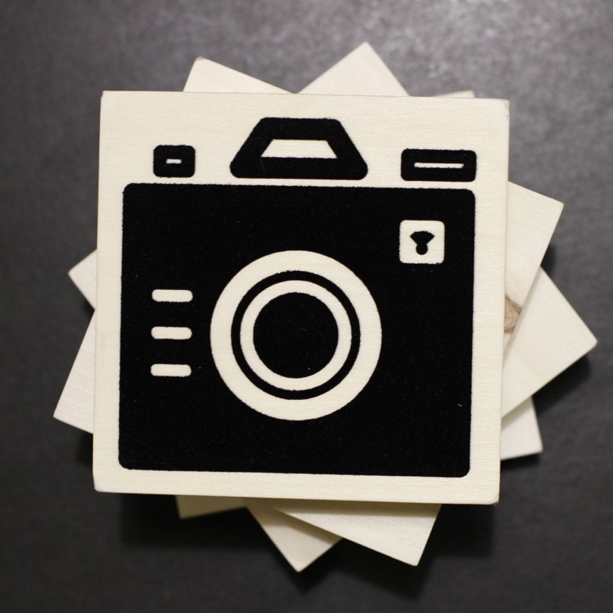 Coaster - Iconic Camera - Wood Block Coasters - Set of Four