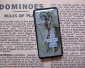 Altered Domino Pin Brooch - Up To No Good - Fun and Funky Recycled Goodness