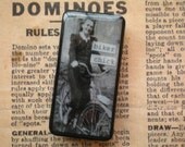 Altered Domino Keychain Pendant - Biker Chick - Fun and Funky Recycled Goodness