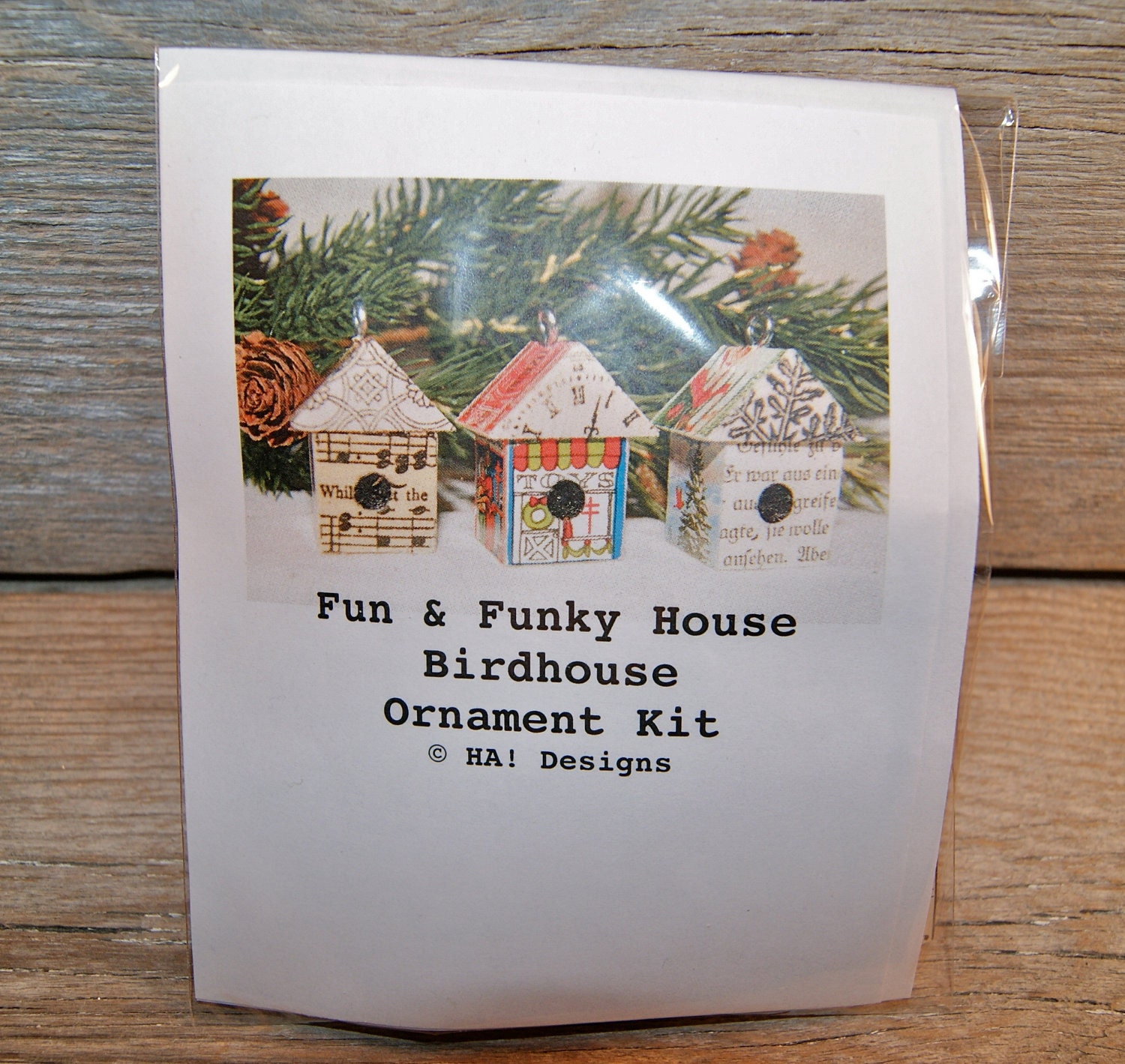 Little Bigger House Birdhouse House Christmas Ornament Pendant Charm Kit - Fun & Funky - DIY - Art By Heather