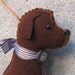 Chocolate Labrador Retriever Ornament, Handsewn Vintage Wool