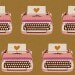 LAST 1/2 YARD - Kokka Japanese Fabric Melody Miller Ruby Star Shining - Typewriters Gold
