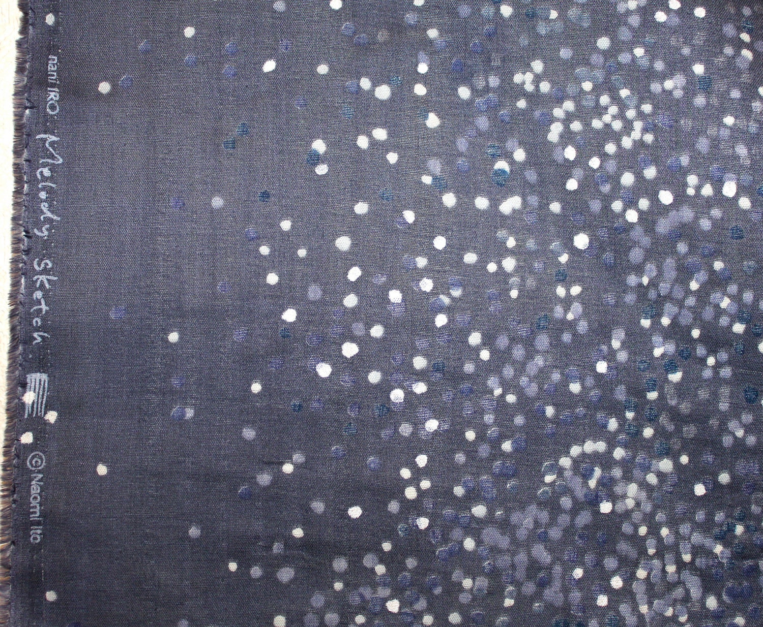 Nani Iro Melody Sketch Double Gauze Japanese Fabric - dark blue