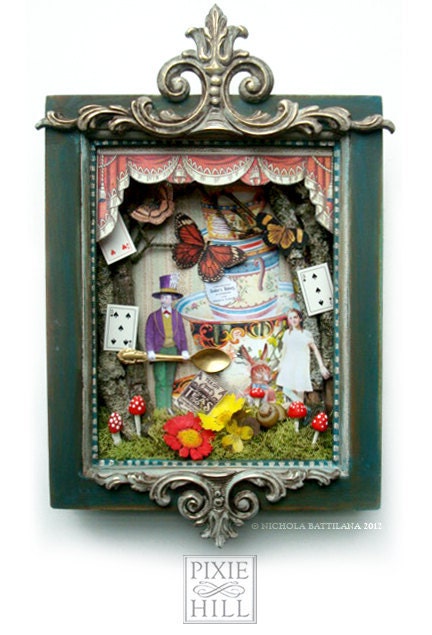 The Mad Hatters Tea - An original altered art paper craft shadowbox