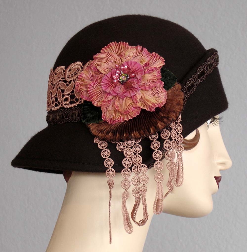 Chocolate Brown Felt Cloche