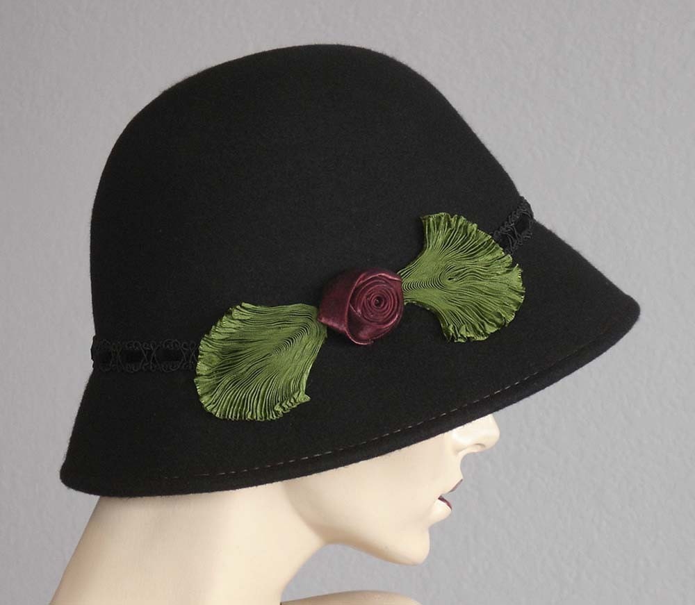 Black Felt Cloche For Everyday Wear