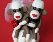 Sock Monkey Wedding Cake Topper Cupcake and/ or Ornament