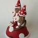 Twin Birthday Sock Monkey Cake Topper w Polka Dots