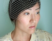 Bridal birdcage veil, wedding veil - Birdcage mini veil - Russian veiling, ivory or white - Made to Order