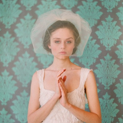 Bridal tulle birdcage veil - Double layer full tulle birdcage veil - Style 131 - Ready to Ship