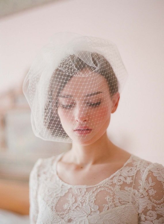 Bridal birdcage veil - Double layer full birdcage veil - Style 213 - Ready to Ship
