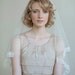 Bridal single layer silk veil - Silk tulle with lace trim veil in ivory - Style 053 - Made to Order