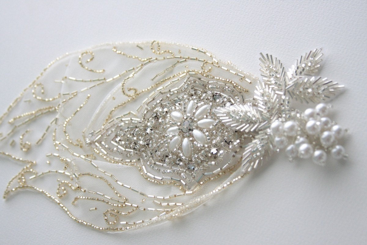 Vintage inspired bridal mini hat, veil, cap, beaded - Candlelight - Made to Order