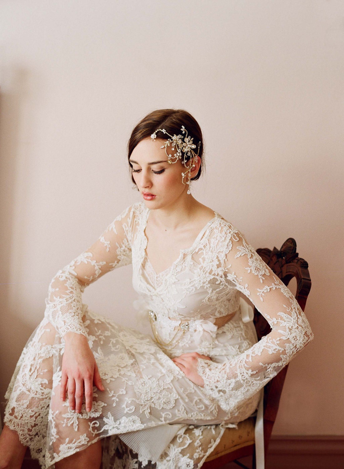 Bridal rhinestone headpiece, hair comb - Dazzling twisted rhinestone and pearl headpiece - Style 245 - Made to Order