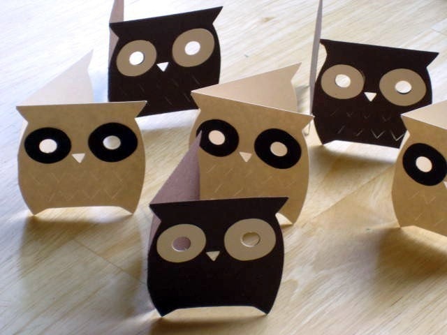 mini owl cards - set of 6 - with envelopes - adorable