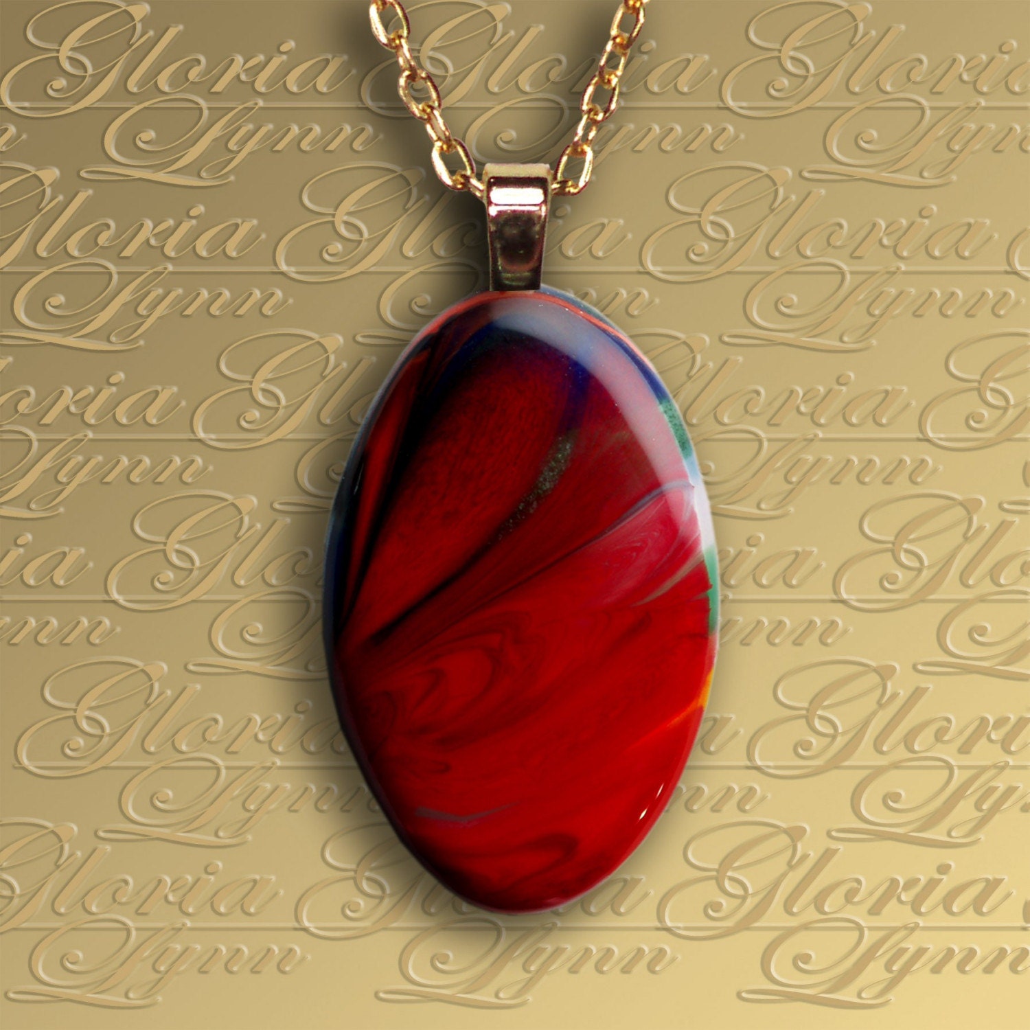 Fused Glass Pendant Jewelry - Molten Lava - Z87
