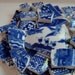Mosaic Tiles - 100 Vintage Tiles - Blue White - Bllue Willow - Broken Plate Tesera