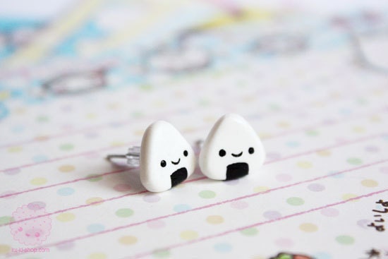 Onigiri Studs - cute polymer clay earrings