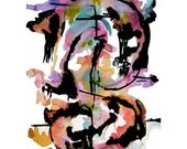 Abstract Watercolor and Ink Original Painting: Romance is Dead